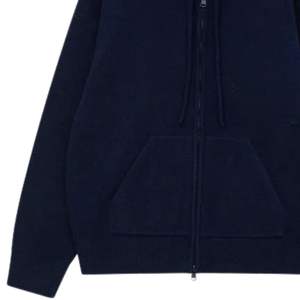 <b>Navy</b> <b>Knit</b> ZipUp Hoodie with Emblem Cozy and Stylish Hoodie for Men and Women Perfect for Casual and Everyday Wear - Product Image 3