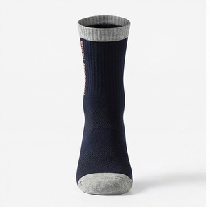 Crew <b>Socks</b> Navy Blue Breathable Running <b>Socks</b> for Adults Summer Season Knitted Spandex <b>Polyester</b> Material - Product Image 1