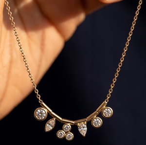 Collar de Diamantes Color Oro con Colgante de Gota, Cadena con Piedras Marquise, Ovaladas y Redondas, Joyería para Mujer - Product Image 2