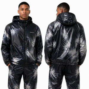 Chaqueta cortavientos reflectante brillante para hombre al por mayor, con capucha, de nailon, con cremallera, estilo urbano, para exteriores, OEM, al por mayor, de EE. UU. - Product Image 3