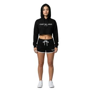 Conjunto de Sudadera con Capucha y Pantalones Cortos para Mujer con Logotipo Personalizado, Sudadera Holgada, Pantalones Cortos Deportivos, Conjuntos de Sudaderas con Capucha 2026 - Product Image 3