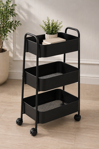 Carrito Rodante Metálico Blanco de 3 Niveles con Diseño de Mariposas, Estante de Almacenamiento para Sala de Estar o Uso General - Product Image 6