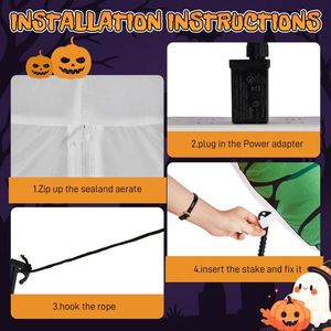 Lot de 2 grandes décorations gonflables d'Halloween de 3 pieds avec yeux lumineux verts pour jardin, ensemble gonflable d'Halloween - Product Image 5
