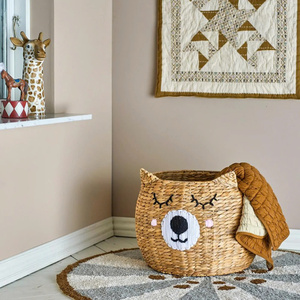 Panier de rangement en jacinthe d'eau tressée motif visage d'ours, tendance écologique, pour la décoration de la maison, de l'hôtel, de la chambre d'enfant et de la crèche - Product Image 6