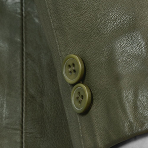 <b>Men's</b> Olive Green Leather 3 Piece <b>Suit</b> Single Breasted Notched Lapel Jacket <b>Vest</b> Pants Set - Product Image 5