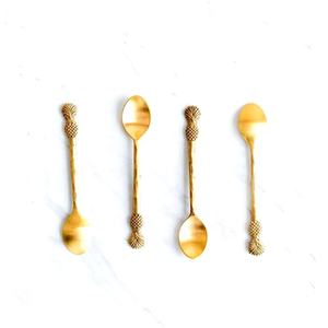 Latón en relieve bebé piña diseño final bebé cuchara hecho a mano mango único piña diseño cubiertos conjunto - Product Image 1