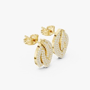 Boucles d'oreilles clous en or jaune 9K avec diamant de laboratoire 0,576 carats, taille brillant rond, motif floral pavé, bijoux fins, vente en gros - Product Image 5