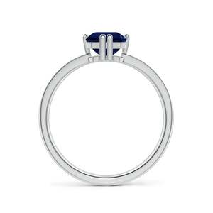 Anillo de Compromiso de Oro Sólido de 14K con Zafiro Azul Corte Esmeralda y Doble Punta Plana, Joyería Fina Hecha a Mano y Personalizada para Boda - Product Image 3