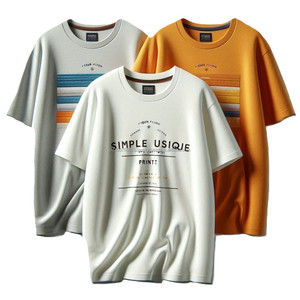 100% coton grande taille T-Shirts demi-manches rondes/col en V Design respirant et séchage rapide tissu jersey durable - Product Image 1