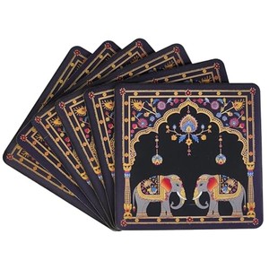 Ensemble de sous-verres en bois d'acacia peints à la main avec des motifs d'art chinois traditionnels - Écologique, pour usage au bureau, vente en gros - Product Image 4