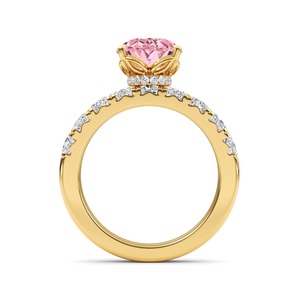 Exquisito Anillo de Compromiso de Oro Rosa de 10K con Diamantes Cultivados en Laboratorio de Corte Oval y Redondo, 3.66 CTW, para Mujer, Joyería Fina - Product Image 6
