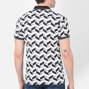 Camiseta Polo de Manga Corta para Hombre con Estampado Geométrico, Informal, Transpirable, de Poliéster Tejido, Corte Regular - Product Image 3