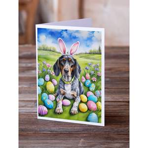 Bluetick Coonhound Chasse aux œufs de Pâques Cartes de vœux Pack de 8 capricieux A7 Taille 5x7 Cartes vierges avec enveloppes - Product Image 2