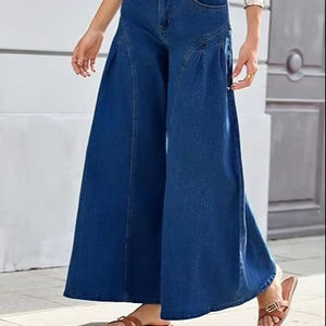 Jean évasé taille haute extensible pour femme, style vintage, coupe large, denim rétro années 70 - Product Image 1