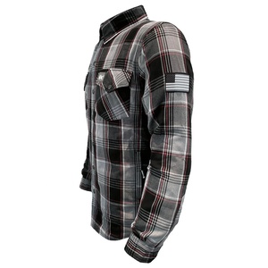 Wholesale Manufacturer Red Black Plaid <b>Flannel</b> Shirt <b>Men</b> Casual Long Sleeve Motorcycle Riding <b>Jacket</b> Protective Cotton Overshirt - Product Image 4