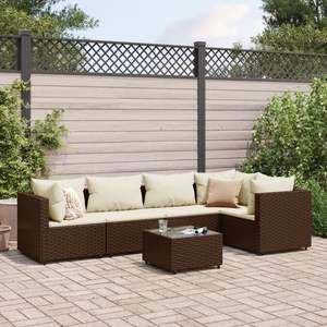 Set da Giardino in Rattan PE Marrone con 6 Pezzi Regolabili, Set Lounge da Patio - Product Image 1