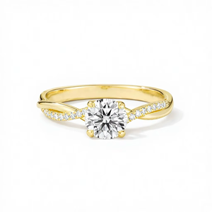 แหวนหมั้นเพชร 1 กะรัต ดีไซน์เกลียวแบบวินเทจ เงินแท้ 925 ชุบโรเดียม ประดับเพชรแบบหนามเตย แหวนแต่งงานรับรองโดย CMA - Product Image 1