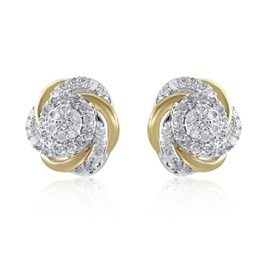 1.06 Cttw Round Cut White Natural Diamond Knot Stud <b>Earrings</b> for Women in 925 Sterling Silver, Push <b>Back</b>, Prong Setting, 13x13mm - Product Image 2