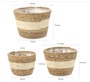 Pots de rangement au sol en jacinthe d'eau, style rétro traditionnel, fabriqués au Vietnam, avec poignées sculptées à la main, écologiques, 24L - Product Image 6