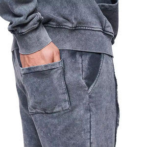 Conjunto Deportivo Personalizado con Logotipo para Hombre, Traje Deportivo Unisex de Corte Regular, Estilo Jogger, Lavado Vintage, Sudadera con Capucha, Estilo Acid Wash - Product Image 5