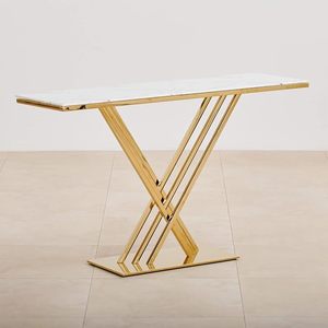Handmade <b>Gold</b> Metal <b>Console</b> <b>Table</b> with White Marble Top Modern Entryway Sofa <b>Table</b> Luxury Hallway Accent <b>Table</b> for Living Room - Product Image 2