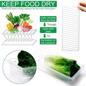 Refrigerator Vegetable Storage Container Removable Drain Plate PP <b>Plastic</b> Airtight <b>Large</b> Capacity Food Grade Flip Top Lid - Product Image 5