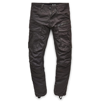 Pantalon cargo droit décontracté en toile noire teinte, poches utilitaires personnalisées, style streetwear, 100% coton, vente en gros