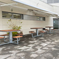 Table à manger en bois pour jardin et rue, ensemble de Table à manger en bois pour l'extérieur