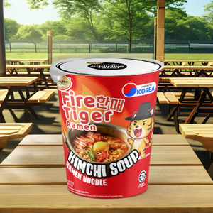 ราเม็งซุปกิมจิเผ็ดแบบเกาหลี ฮาลาล รสไก่  แบบถ้วย  คาร์โบไฮเดรตต่ำ อบ  ไร้ไขมัน  บะหมี่กึ่งสำเร็จรูป พร้อมส่ง บรรจุในกระป๋อง - Product Image 4