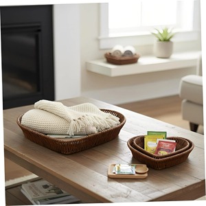 Plateau de service en rotin à motif cœur, parfait pour les hôtels, les resorts, l'usage domestique et la présentation des repas matinaux, fabriqué à la main en Inde - Product Image 6