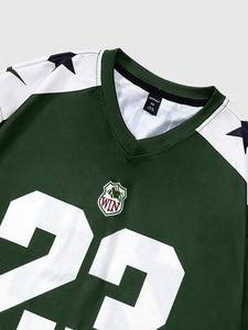 Nueva Camiseta Deportiva de Fútbol de Poliéster a la Moda para Hombre, Transpirable, Cuello en V, Manga Larga con Estampado de Estrella, Top de Entrenamiento OEM - Product Image 3
