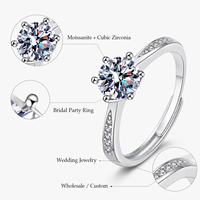 Bague en Moissanite et Platine à Grappe, Sertie de Griffes, Bijoux de Mariage de Luxe, Collection Cadeau en Gros Marque DEZYVIA OEM