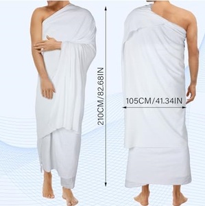 Ensemble de 2 pièces Ihram décontracté en coton 100% OEM de haute qualité pour le Hajj et l'Omra, respirant, fait main, pour hommes, serviettes Ihrams pour adultes - Product Image 2