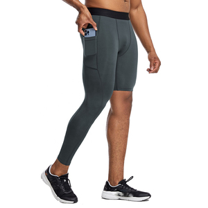 Pantalones Capri de Compresión Verde Claro para Hombre, Cintura Alta, Elásticos, de Secado Rápido, para Entrenamiento Deportivo y Fitness - Product Image 3