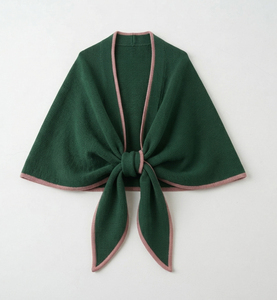 Châle en cachemire tricoté à la main avec bordure en fourrure de renard véritable, élégant pour mariage d'hiver - Product Image 3