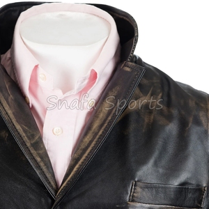Chaleco de Piel de Oveja Marrón para Hombre, Estilo Bomber, Piel de Cordero Premium, Botones, Ligero, Sin Mangas - Product Image 3