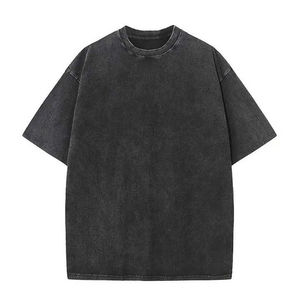 T-shirts personnalisés surdimensionnés pour hommes, taille plus, effet délavé, 100% coton tricoté, coupe classique, 220 grammes, design de logo personnalisé - Product Image 4