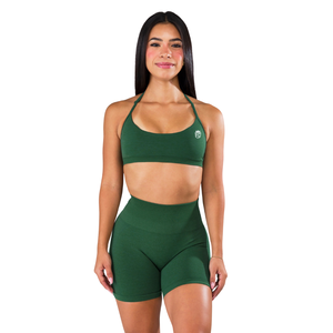 Soutien-gorge de sport sans couture à col halter pour femme, coupe minimaliste, haute élasticité, pour yoga, gym, entraînement, athleisure, vêtements de sport OEM - Product Image 1