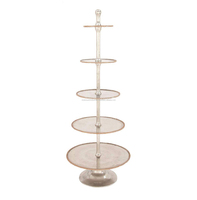 Plateau de service rond en métal argenté et doré, étanche, à 5 niveaux, grand support robuste pour la décoration de la maison et des mariages