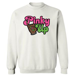 Sweat-shirt à col rond graphique Pinky Up blanc, manches longues, poignets côtelés, décontracté, en polaire pour femme, style streetwear tendance - Product Image 1