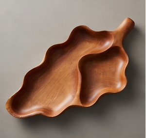 Plato de Servir de Madera Hecho a Mano de Alta Calidad, Diseño Clásico de Madera Natural Pulida para el Hogar, Bodas, Eventos y Restaurantes - Product Image 1
