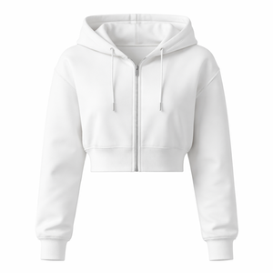 Wholesale Custom Ladies <b>Cropped</b> <b>Zip</b> <b>Up</b> Hoodie - OEM Manufacturer & Supplier - Product Image 1