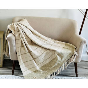 Handwoven Cotton Couch <b>Throw</b> With Boho Style Weave <b>Tassel</b> Border Decorative Blanket Lightweight India Wholesale - Product Image 6