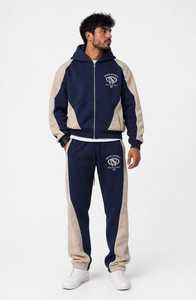 ONETEN APPARELS Conjunto Deportivo 2 en 1 con Capucha para Hombre, Color Negro y Blanco Sólido, Pantalones Deportivos Largos 100% Algodón - Product Image 1