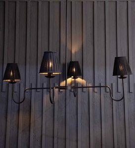 Modern <b>Black</b> Fabric <b>Shade</b> Chandelier Minimalist Linear Pendant <b>Light</b> Contemporary Hanging Ceiling Lamp - Product Image 6