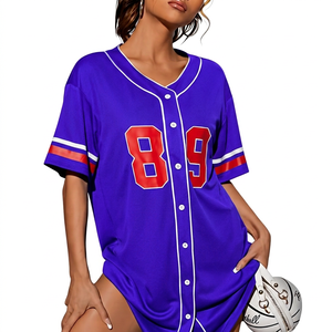 Camiseta de béisbol a rayas personalizada al por mayor, estilo urbano oversize, con gráfico frontal de Los Ángeles, transpirable, vintage, cuello en V, estilo hip-hop. - Product Image 1