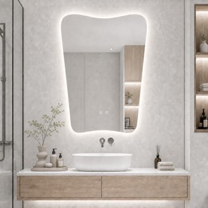 Acacia Wood Wall <b>Mirror</b> Wholesale - Modern LED Wooden <b>Mirror</b> - Product Image 3
