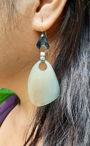 Pendientes Colgantes de Concha Natural Hechos a Mano, Joyería de Oreja en Forma de Lágrima, Tono Plateado, Pendientes de Cuerno de Búfalo a la Moda, Artesanía Natural - Product Image 4
