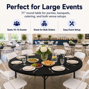 71 Inch White Blow Molded <b>Plastic</b> <b>Foldable</b> Round <b>Table</b> - Product Image 4