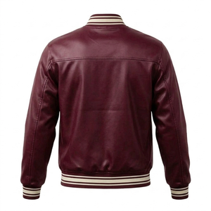 Chaquetas Varsity de Cuero de Manga Larga para Hombre, Estilo Profesional, con Frente de Lona, Ecológicas, Resistentes al Viento, Transpirables, para Invierno, Venta al Por Mayor - Product Image 4